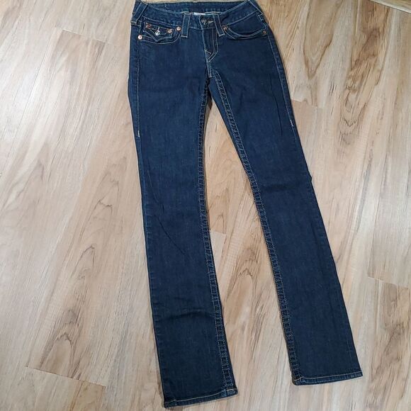 🔹️True Religion Dark w/Sequined Back Pockets Size 2/26 - Picture 3 of 9